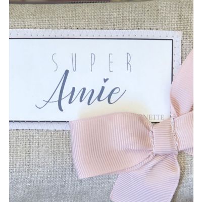 Cadeau pour sa meilleure amie - Pochette en lin brillant, noeud rose et texte "super Amie"