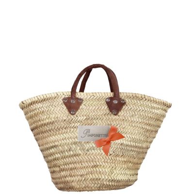 Panier osier - Petit Panier pour les courses - panier Pimponette avec Noeud orange