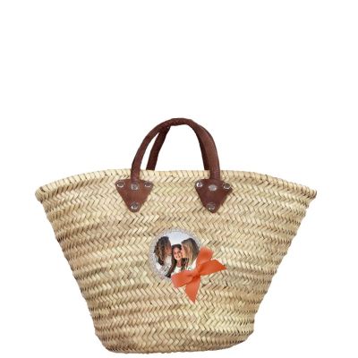 Panier osier - Petit Panier pour les courses - panier personnalisé avec Noeud orange