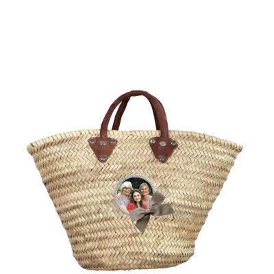 Panier osier - Petit Panier pour les courses - panier Pimponette avec Noeud taupe