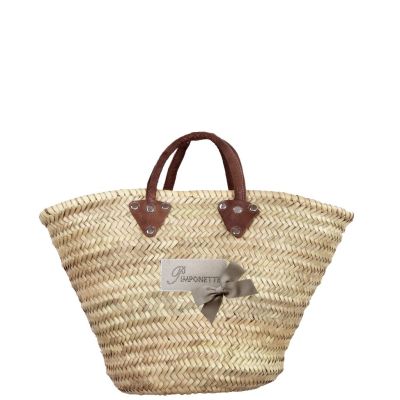 Panier osier - Petit Panier pour les courses - panier Pimponette avec Noeud taupe