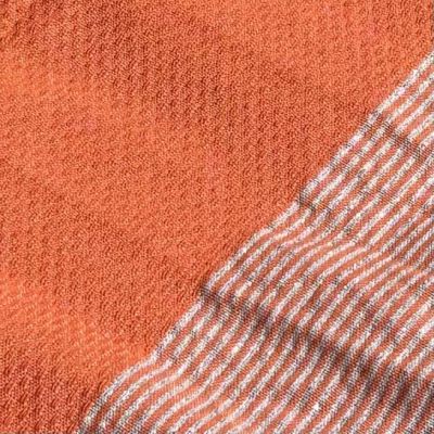 Fouta plage - Drap de bain - Fouta nid d'abeille orange argent et gris