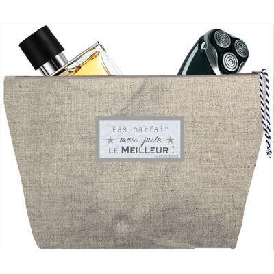 Trousse de toilette Homme - Trousse personnalisée "Pas parfaite mais juste le Meilleur"