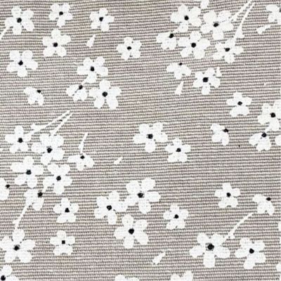 Tissu enduit - fleurs sur fond lin