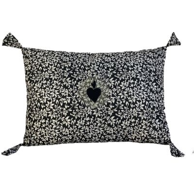 Coussin Boncoeurs Rameau noir - 40x60cm - broderie coeur