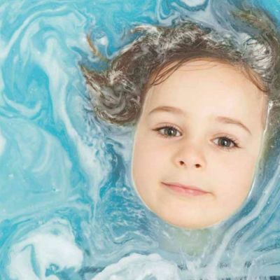 Sels de bain moussants Bleu pour enfant - doux pour la peau des petits