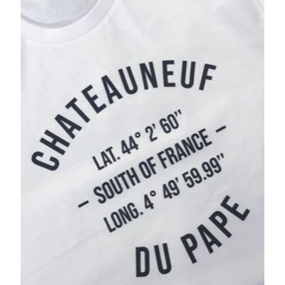 T-shirt blanc marquage noir Chateauneuf du Pape - Points GPS