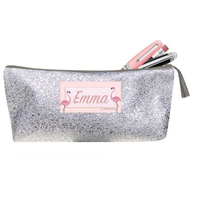 Trousse scolaire Personnalisée -Paillette argent