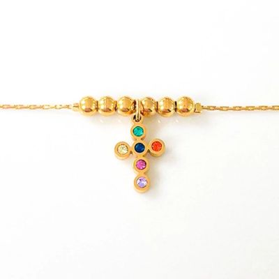 Bracelet croix zircon multicolore