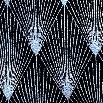 Tissu Gatsby- Jacquard tissé noir et argent grisé