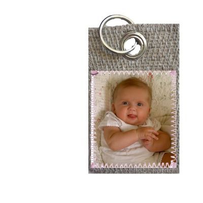 Porte clefs simple en toile de jute