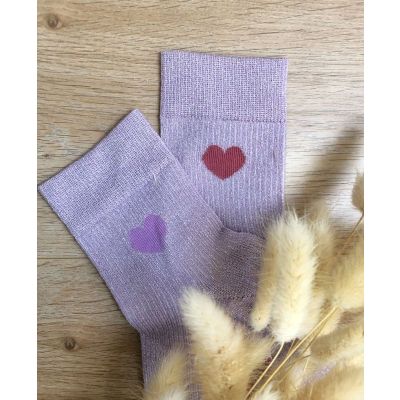 Chaussettes dépareillées à paillettes - Lila