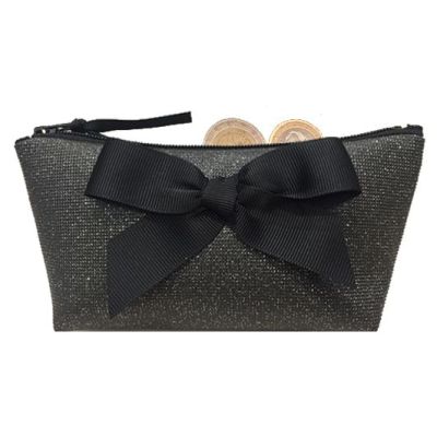 Porte monnaie femme - petite pochette - scintillant noir - cadeau original