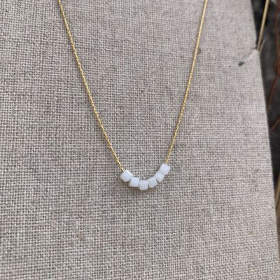 litchi - collier simply square blanc 