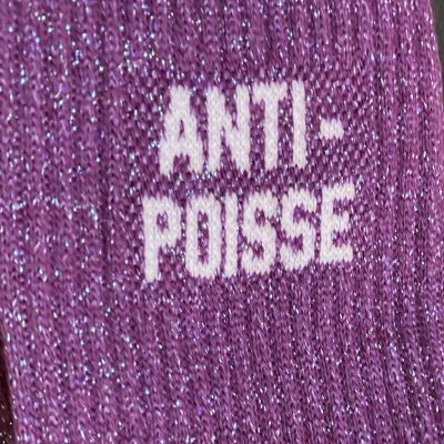 Felicie Aussi - Chaussettes Anti Poisse violet à paillettes