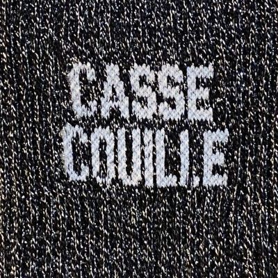 Félicie Aussi - Chaussettes Casse Couille noires à Paillettes argent