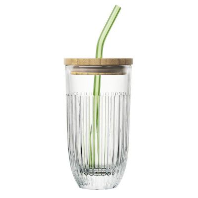 Verre à Smoothie avec sa paille en verre & brosse pour la nettoyer