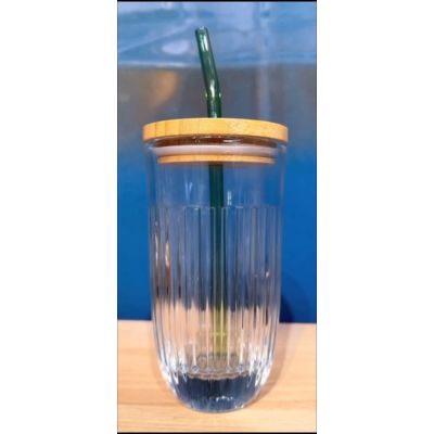 Verre à Smoothie avec sa paille en verre & brosse pour la nettoyer