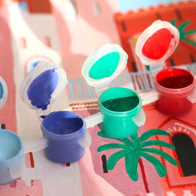 17 petits pots de Peinture écologique et sans danger, de couleurs différentes