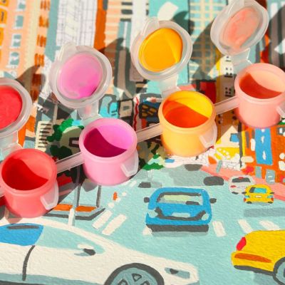 17 petits pots de Peinture écologique et sans danger, de couleurs différentes