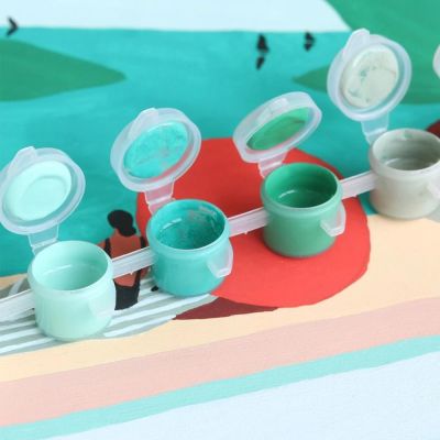 17 petits pots de Peinture écologique et sans danger, de couleurs différentes