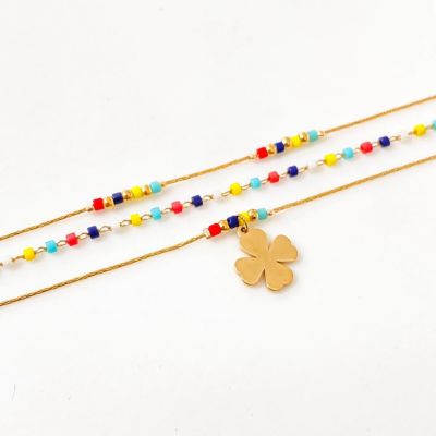 Collier en acier inoxydable et perles miyuki