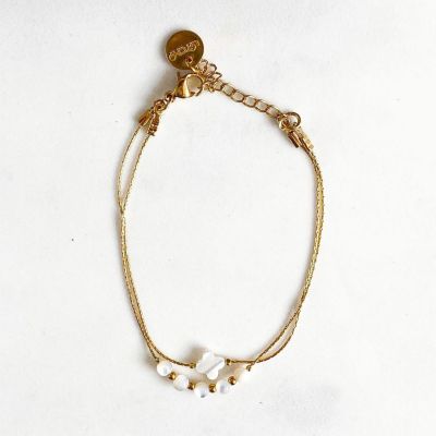 Bracelet double Trèfle blanc