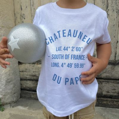 Tshirt Enfant Chateauneuf du Pape point GPS bleu