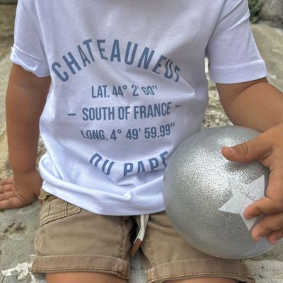 T-shirt enfant Châteauneuf du Pape point GPS bleu