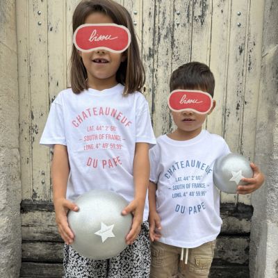 T-shirt enfant Châteauneuf du Pape point GPS bleu