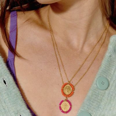 Palas Collier médaille Santa Maria Orange