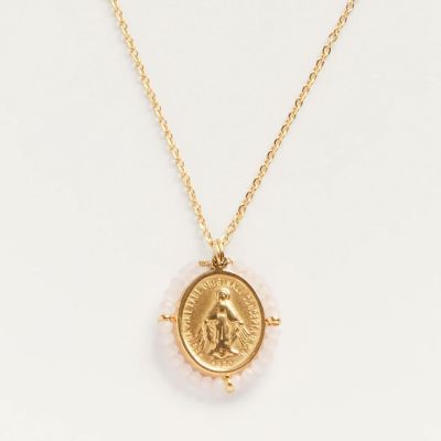 Collier Enfant médaille Madone porte-bonheur en acier inoxydable