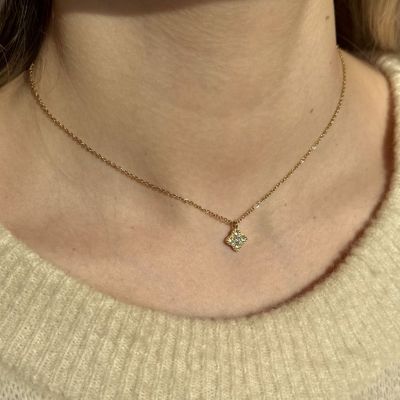 Collier en acier inoxydable et zircon